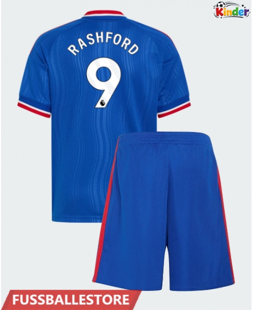 Günstige Manchester United Marcus Rashford #9 Auswärts Trikotsatzt Kinder 2026-27 Kurzarm (+ Kurze Hosen)